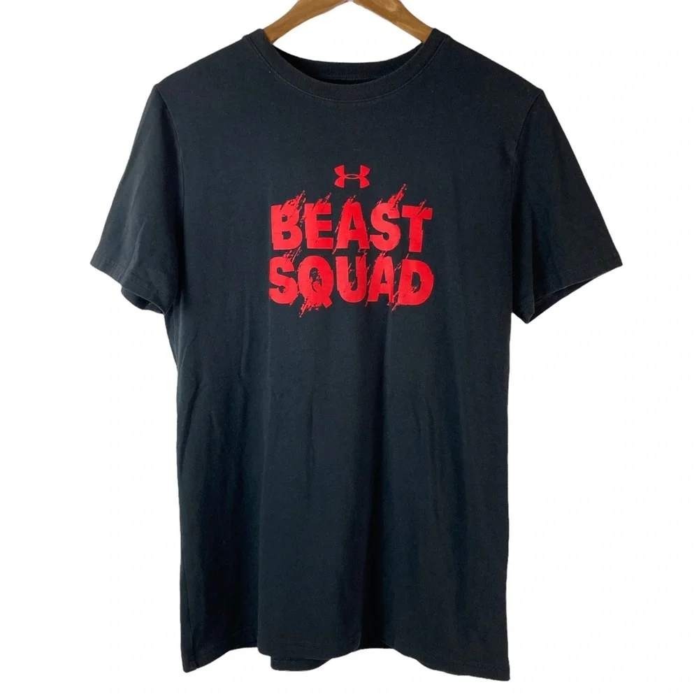 Under Armour Kids Beast Squad‎ HeatGear Graphic T-Shirt Black Red YXL Loose Fit